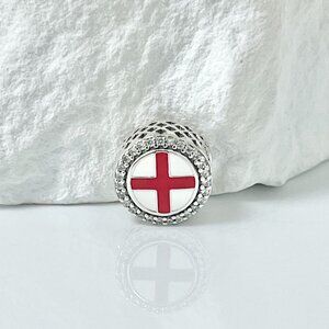 Pandora England St Georges Cross Flag Bead Charm S925 Silver Charm